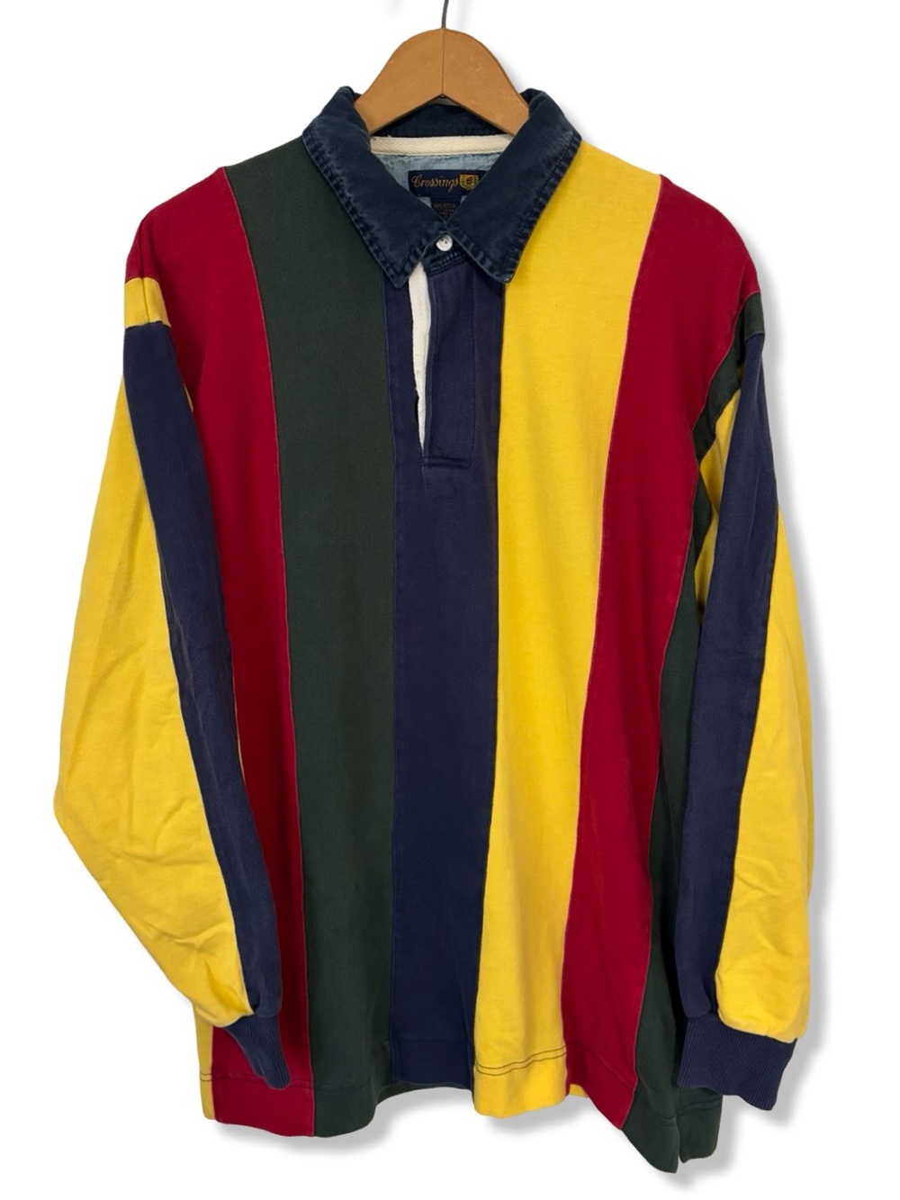 Vintage 90s Colorblock Long-Sleeve Rugby Shirt
